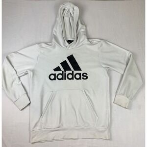 Adidas‎ Hoodie Womens Large White Pullover Sweatshirt Sweater Spellout Athletic